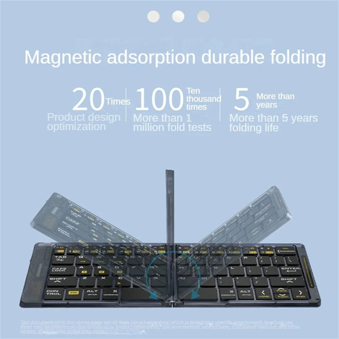 F69 Portable Bluetooth-Compatible Keyboard Transparent Design Two-Fold Keypad for Android / Windows / Ios - 5