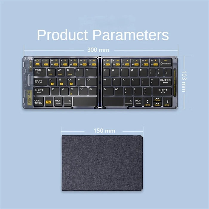 F69 Portable Bluetooth-Compatible Keyboard Transparent Design Two-Fold Keypad for Android / Windows / Ios - 6