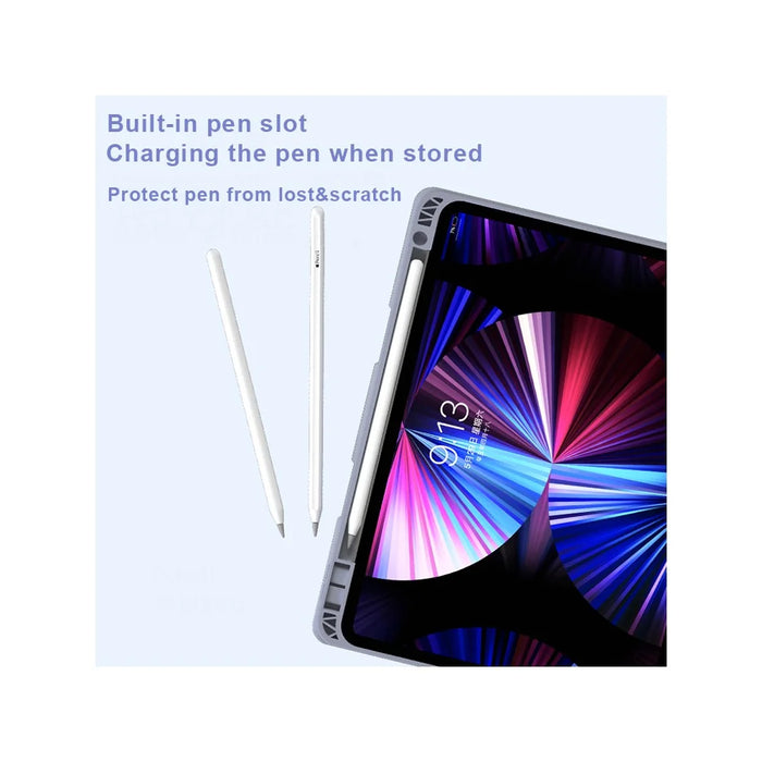 Leather Tablet Case for iPad Pro 11 (2022) / (2021) / (2020) / (2018) Detachable Touchpad Bluetooth-Compatible Keyboard Protective Cover - Purple - 3