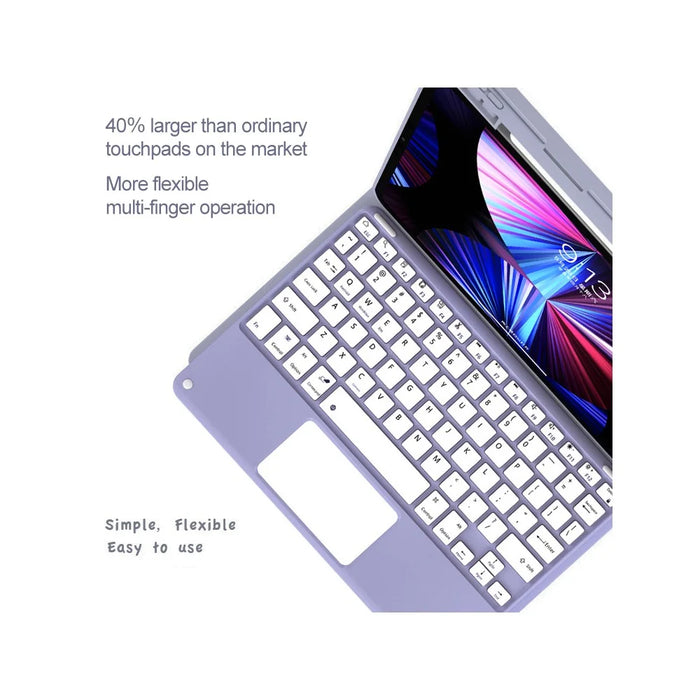 Leather Tablet Case for iPad Pro 11 (2022) / (2021) / (2020) / (2018) Detachable Touchpad Bluetooth-Compatible Keyboard Protective Cover - Purple - 5