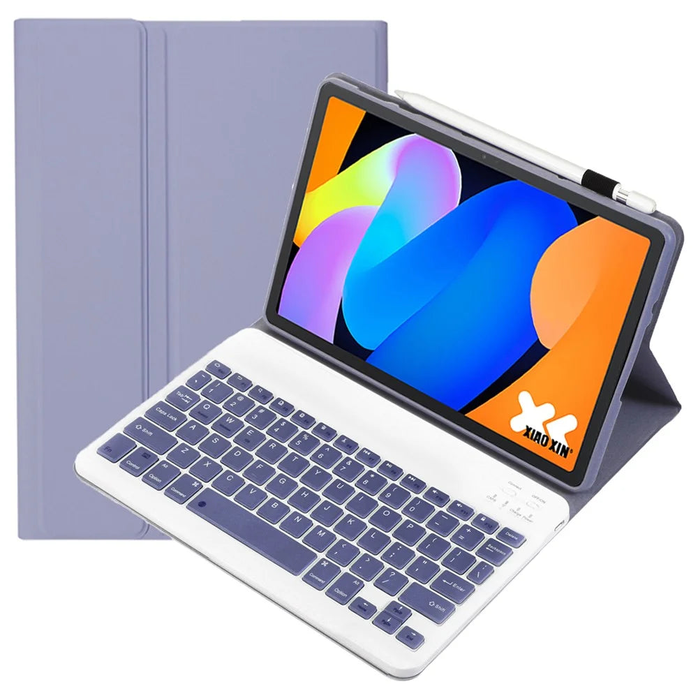 AM31 For Lenovo Tab K11 Gen 2 / Idea Tab / Xiaoxin Pad 11 2025 Leather Case Bluetooth-Compatible Keyboard - Purple - 1