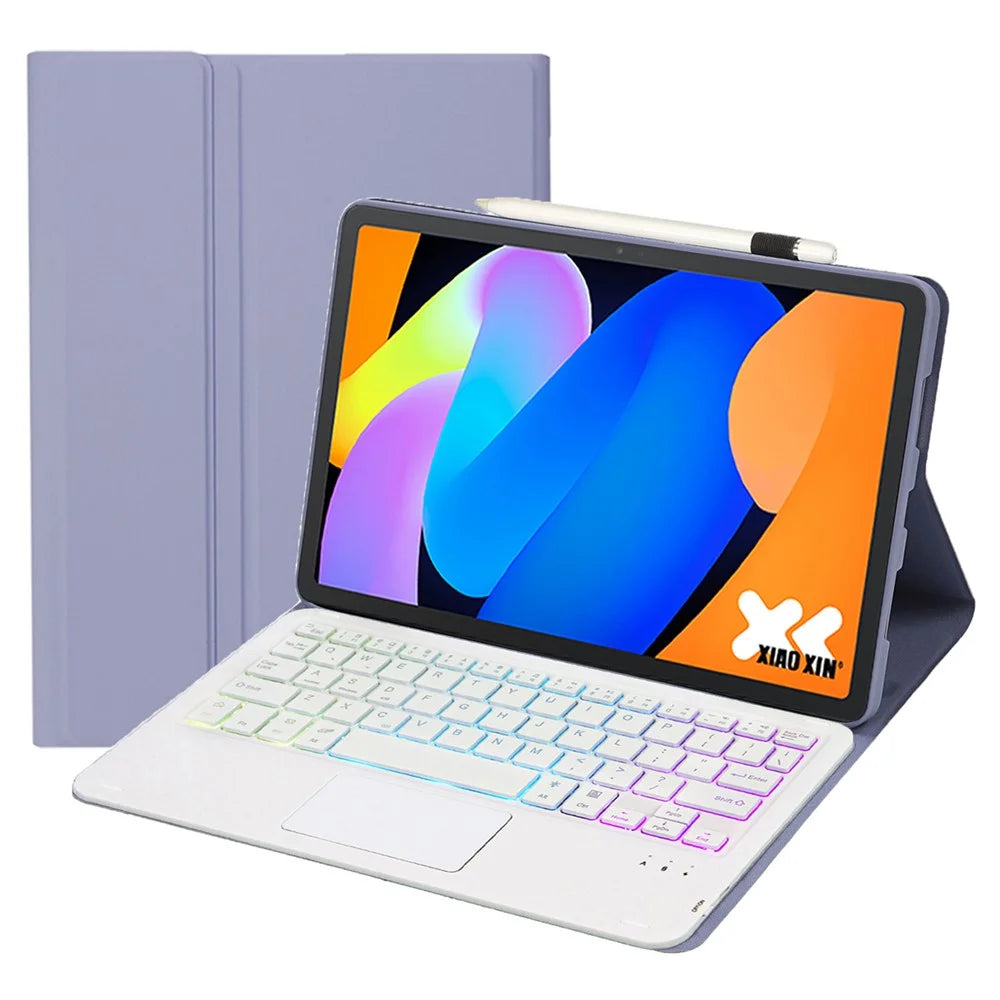 AM31-AS For Lenovo Tab K11 Gen 2 / Idea Tab / Xiaoxin Pad 11 2025 Leather Case Touchpad Backlit Bluetooth-Compatible Keyboard - Purple - 1