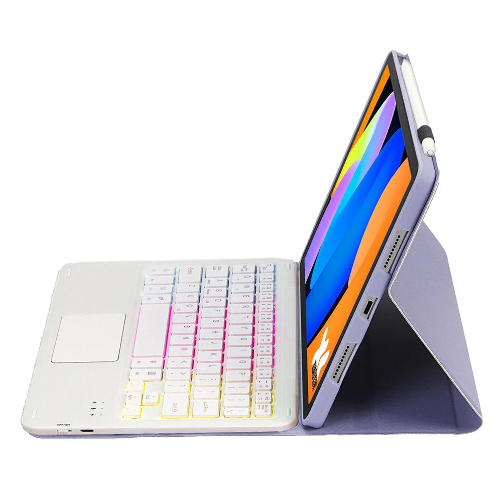 AM31-AS For Lenovo Tab K11 Gen 2 / Idea Tab / Xiaoxin Pad 11 2025 Leather Case Touchpad Backlit Bluetooth-Compatible Keyboard - Purple - 4