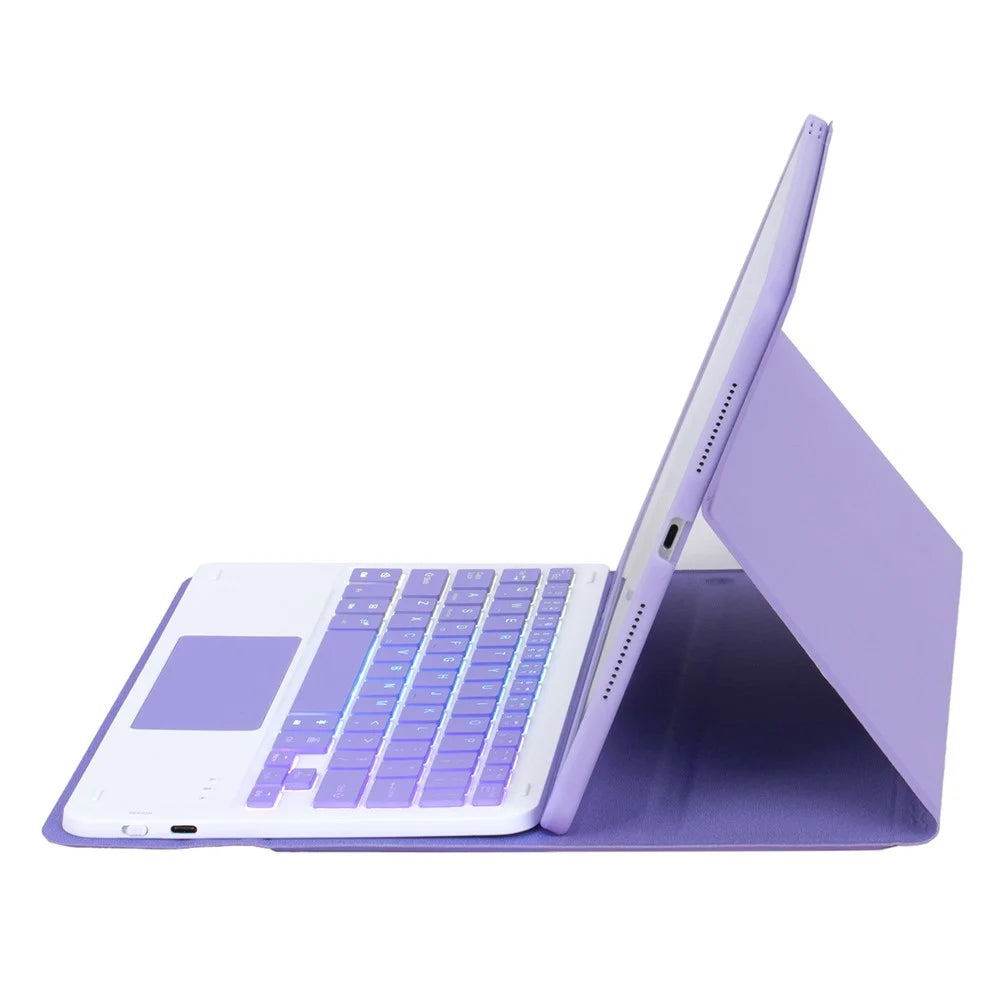 A07B-AS Backlit Keyboard For iPad 9.7-inch (2018) / (2017) / Pro 9.7 inch (2016) / Air 2 / Air (2013) Leather Case + Keyboard with Touchpad - Lilac Purple - 4