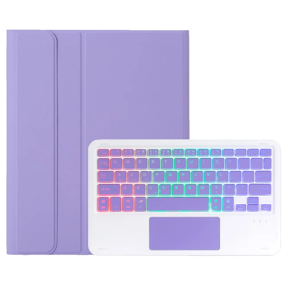 A07B-AS Backlit Keyboard For iPad 9.7-inch (2018) / (2017) / Pro 9.7 inch (2016) / Air 2 / Air (2013) Leather Case + Keyboard with Touchpad - Lilac Purple - 5