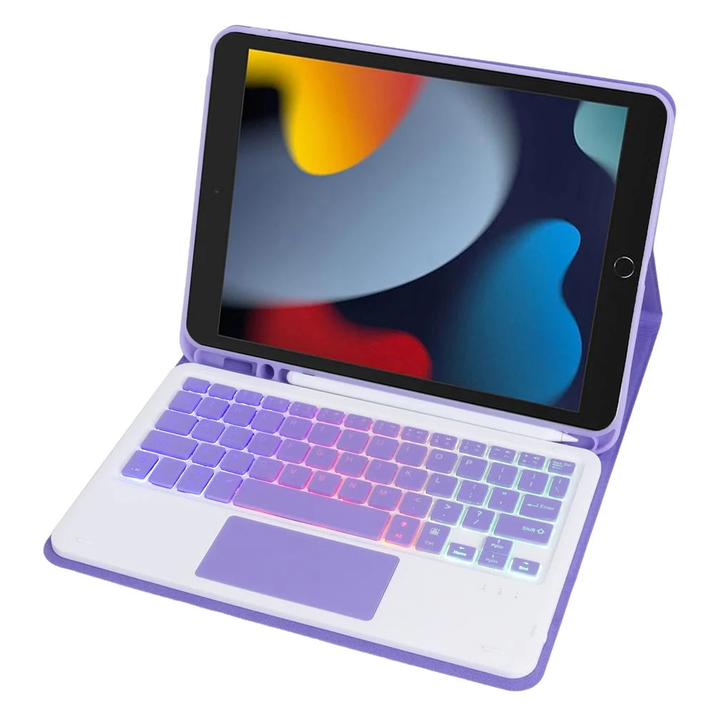 A102B-AS Backlit Keyboard For iPad 10.2 (2021) / (2020) / (2019) / Air 10.5 inch (2019) / Pro 10.5-inch (2017) Case + Keyboard with Touchpad - Lilac Purple - 2