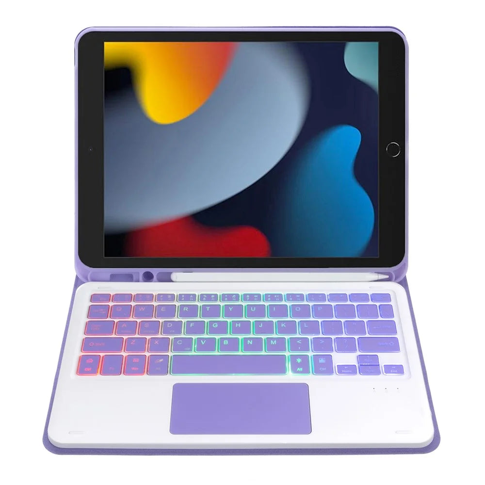A102B-AS Backlit Keyboard For iPad 10.2 (2021) / (2020) / (2019) / Air 10.5 inch (2019) / Pro 10.5-inch (2017) Case + Keyboard with Touchpad - Lilac Purple - 3