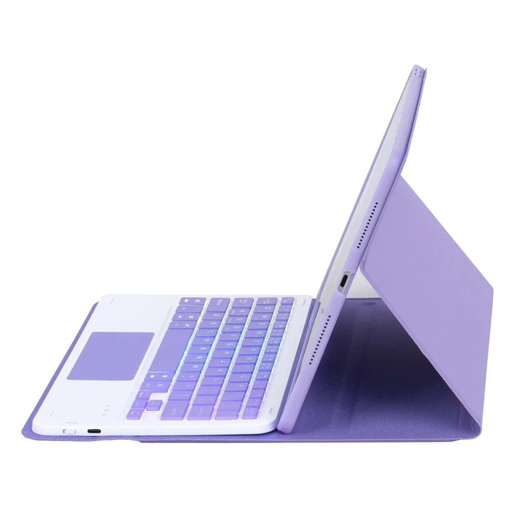 A11B-AS Backlit Keyboard For iPad Pro 11 (2022) / (2021) / (2020) / (2018) / Air (2022) / (2020) , Leather Tablet Case + Keyboard with Touchpad - Lilac Purple - 4