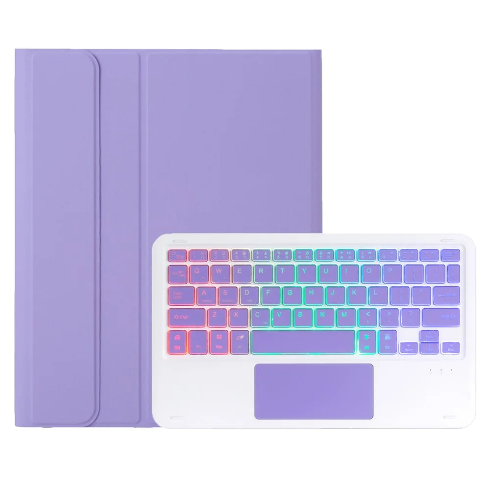 A11B-AS Backlit Keyboard For iPad Pro 11 (2022) / (2021) / (2020) / (2018) / Air (2022) / (2020) , Leather Tablet Case + Keyboard with Touchpad - Lilac Purple - 5