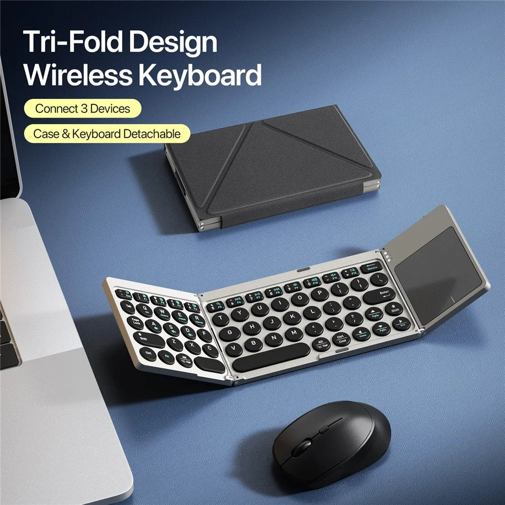 DUX DUCIS OK Flip Series Touchpad Keyboard Portable Tri-Fold Bluetooth-Compatible 5.2 Keyboard - 3
