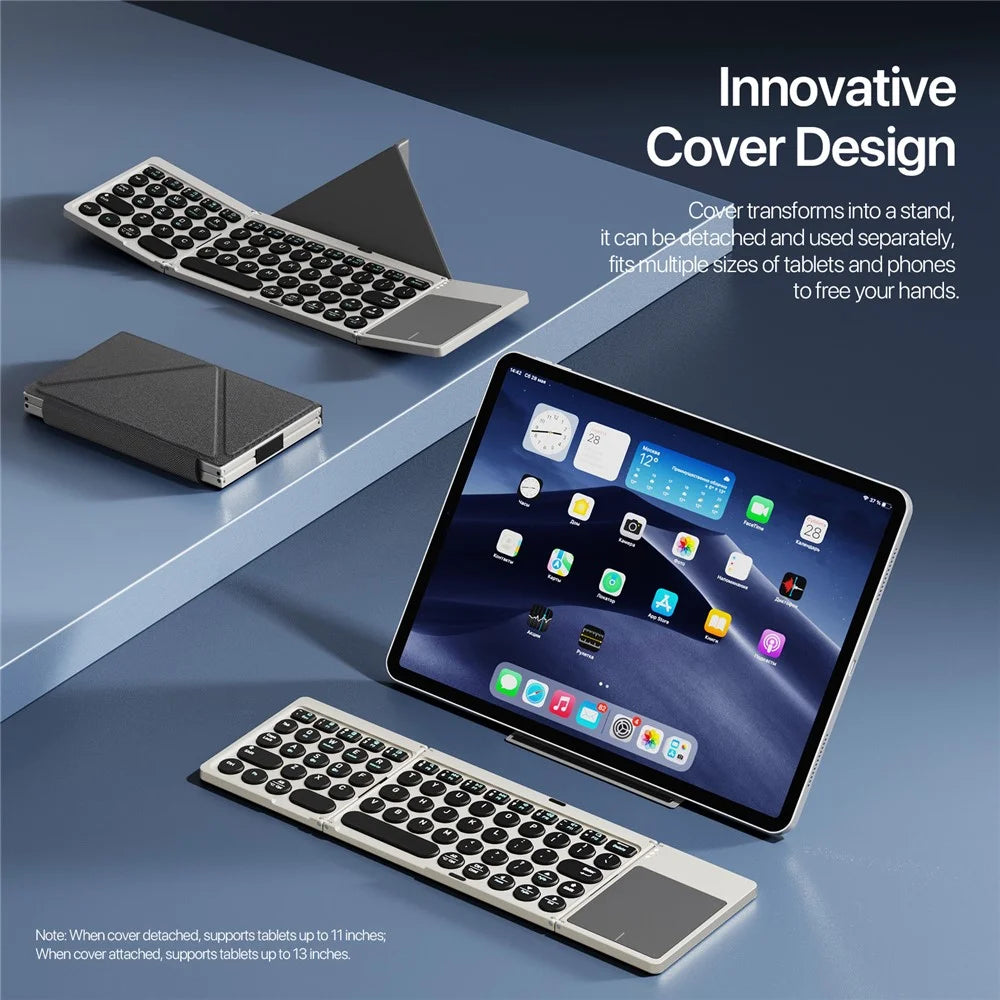 DUX DUCIS OK Flip Series Touchpad Keyboard Portable Tri-Fold Bluetooth-Compatible 5.2 Keyboard - 4