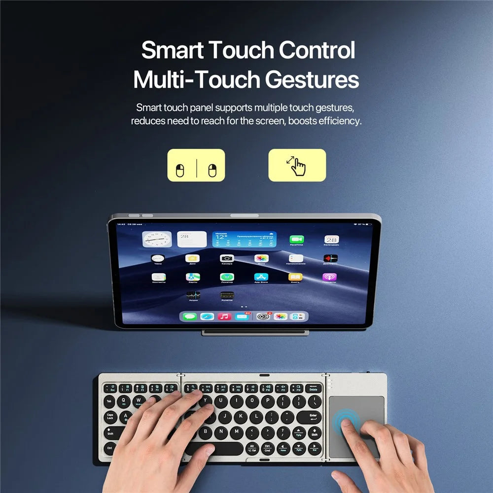 DUX DUCIS OK Flip Series Touchpad Keyboard Portable Tri-Fold Bluetooth-Compatible 5.2 Keyboard - 7