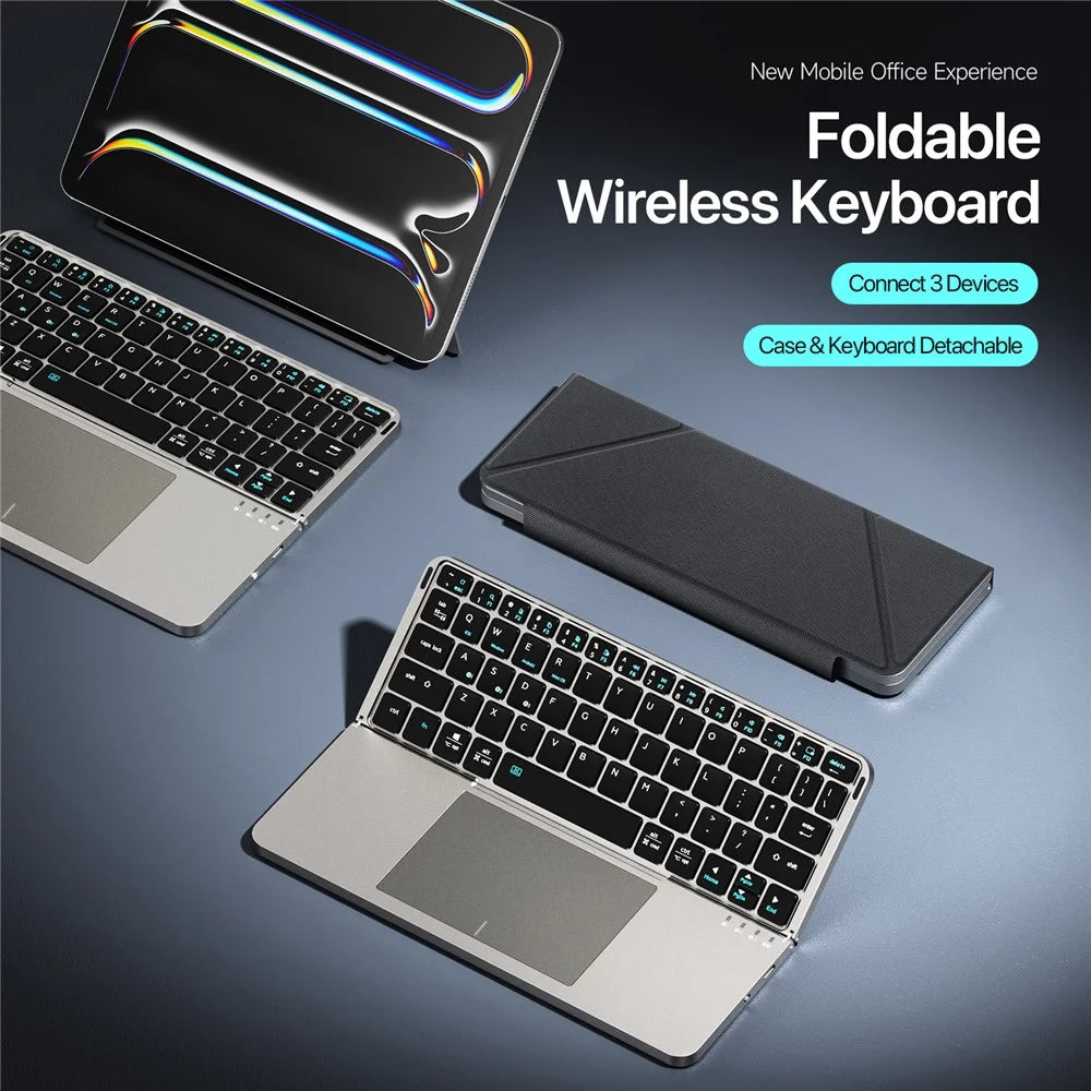 DUX DUCIS OK Fold Series Touchpad Keyboard for Tablet / Phone Two-Fold Design Bluetooth-Compatible 5.0 Keyboard - 3