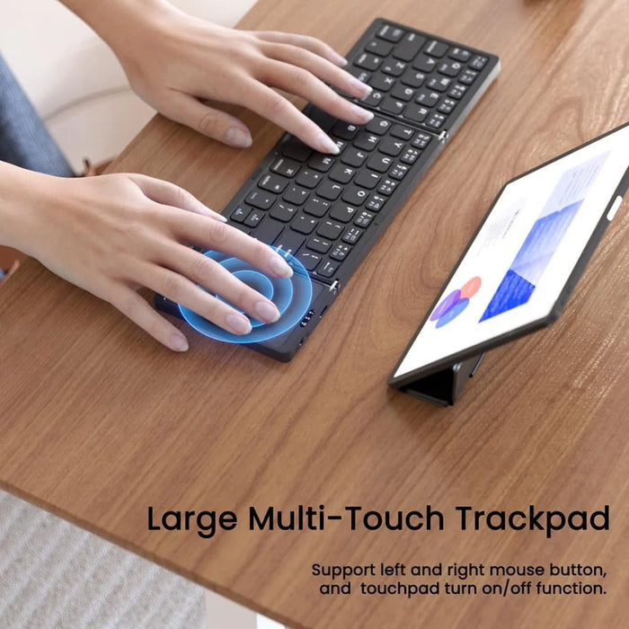 B089T Pocket Size Tri-fold Touchpad Bluetooth-compatible Keyboard for Android  /  Windows  /  iOS, with Phone Bracket - Black - 5