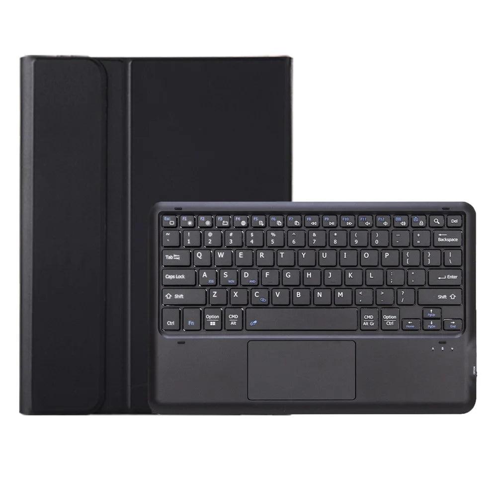 AV14-A Leather Case for vivo Pad5 Pro / Pad3 Pro / iQOO Pad2 Pro Tablet Cover + Touchpad Bluetooth-Compatible Keyboard - Black - 1