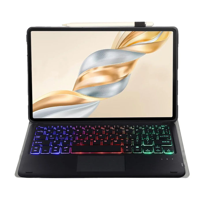 AH28-AS For Honor Pad X9a / X9 Pro Backlit Touchpad Bluetooth-Compatible Keyboard Leather Tablet Case - Black - 3
