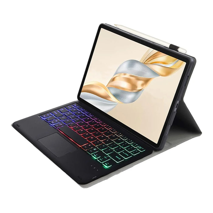 AH28-AS For Honor Pad X9a / X9 Pro Backlit Touchpad Bluetooth-Compatible Keyboard Leather Tablet Case - Black - 4