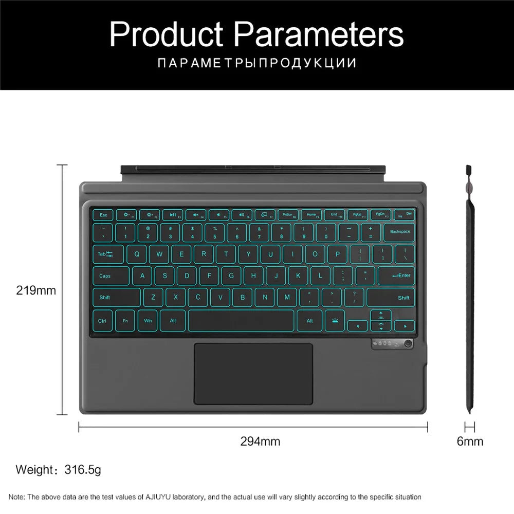 For Microsoft Surface Go 4 / 3 / 2 Rechargeable Magnetic Bluetooth-compatible Wireless Keyboard with Backlit - 7