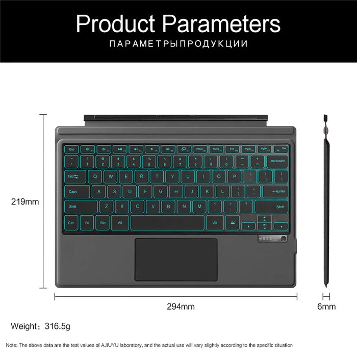 For Microsoft Surface Pro 11 / 10 / 9 / 8 Rechargeable Magnetic Bluetooth-compatible Wireless Keyboard with Backlit - 7