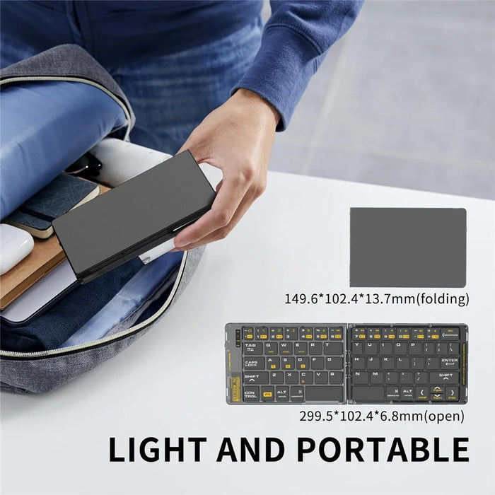 F69 Foldable Bluetooth-compatible Keyboard for Android  /  iOS  /  Windows with Mouse and Phone Stand Set - 3