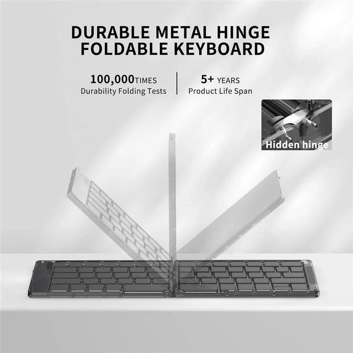 F69 Foldable Bluetooth-compatible Keyboard for Android  /  iOS  /  Windows with Mouse and Phone Stand Set - 5