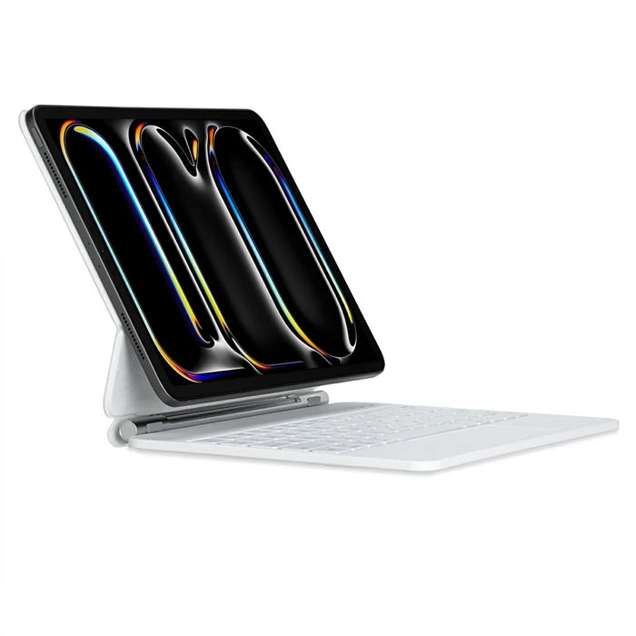 For iPad Pro 13 (2025) / (2024) Bluetooth-compatible Keyboard Leather Case Floating Magnetic Keyboard with Touchpad - White - 2
