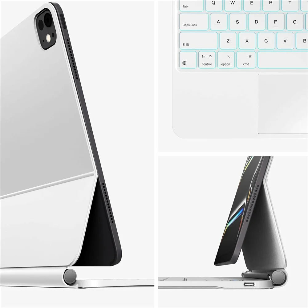 Floating Magnetic Keyboard Case for iPad Air 13 (2024) / iPad Pro 12.9 (2022) / (2021) / (2020) Bluetooth-compatible Keyboard - White - 7