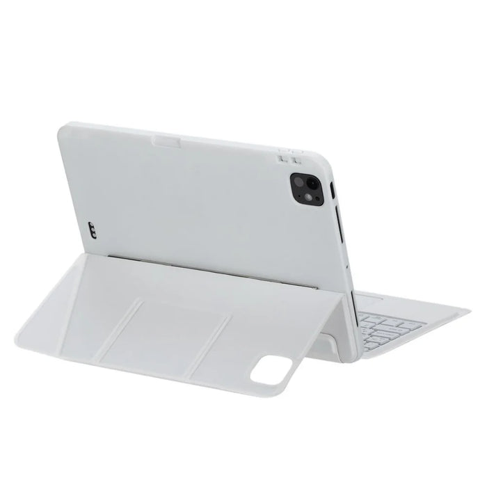 For iPad Pro 11 (2024) Detachable Bluetooth-compatible Keyboard Stand Case with Touchpad and Backlit - White - 7
