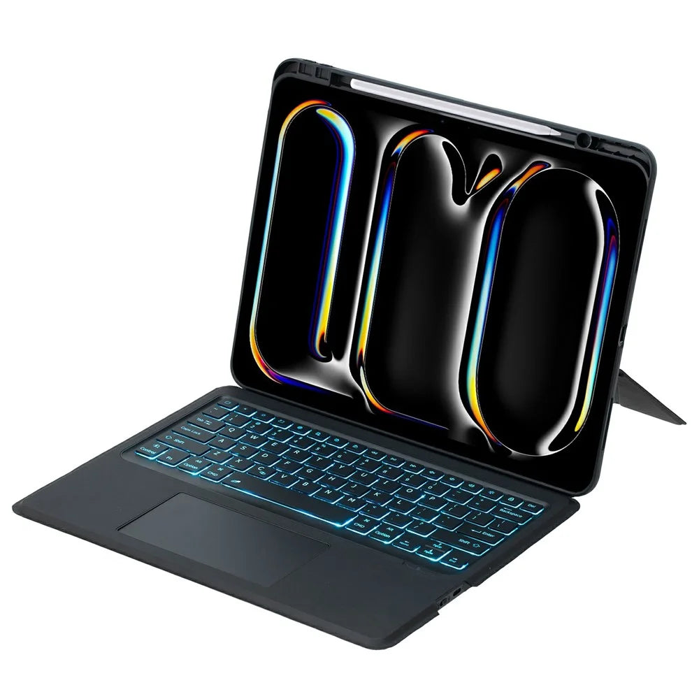 For iPad Pro 13 (2025) / (2024) Detachable Bluetooth-compatible Keyboard Stand Case with Touchpad and Backlit - Black - 2
