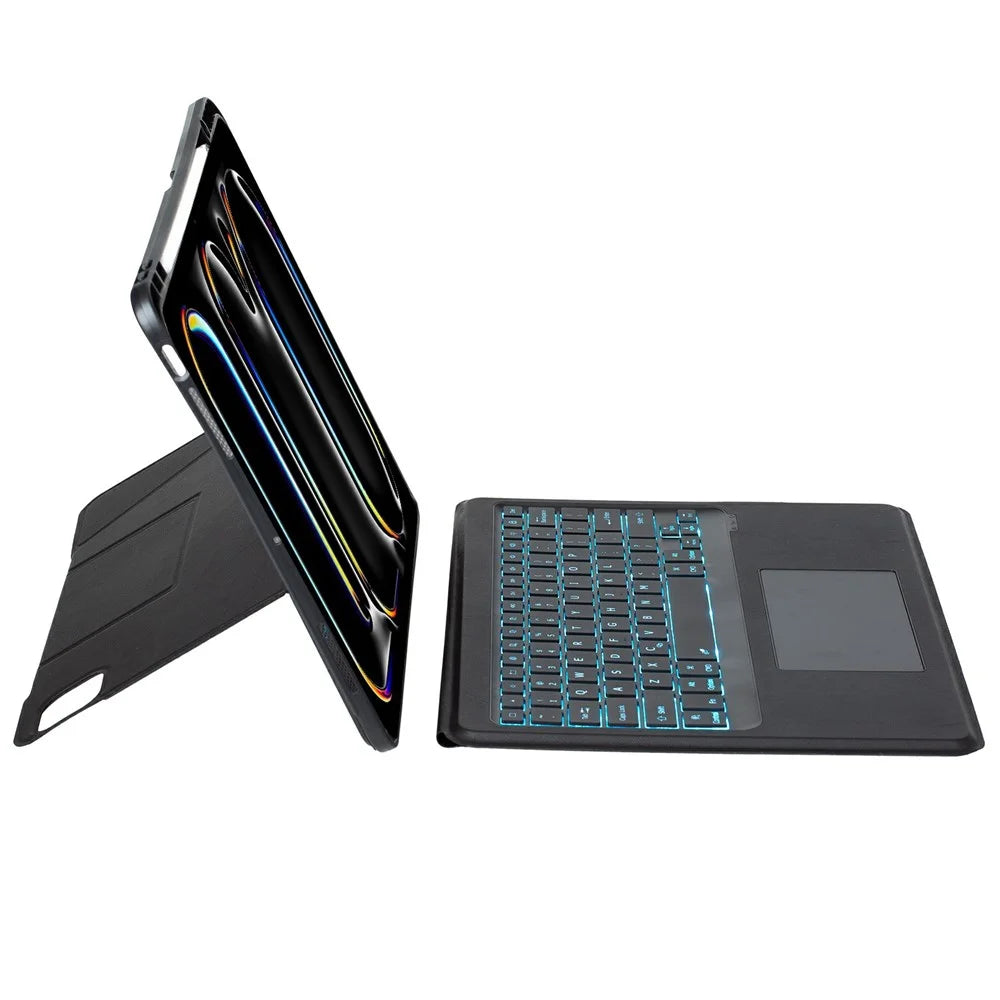 For iPad Pro 13 (2025) / (2024) Detachable Bluetooth-compatible Keyboard Stand Case with Touchpad and Backlit - Black - 4