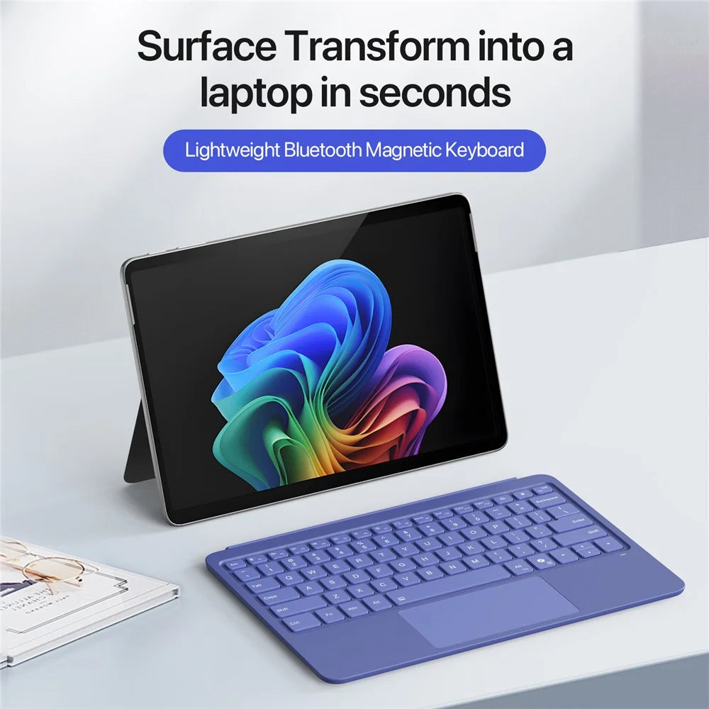 3109-AS For Microsoft Surface Pro 12inch Bluetooth-Compatible Backlit Touchpad Tablet Keyboard - Blue - 4