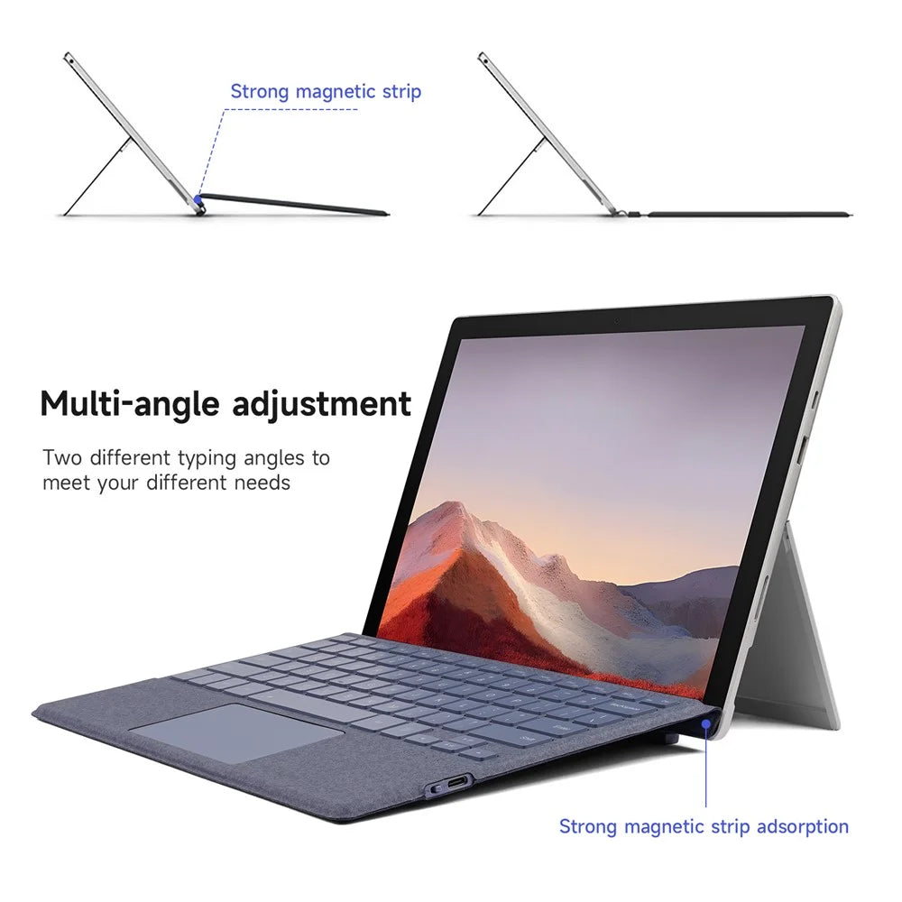 3109-AS For Microsoft Surface Pro 12inch Bluetooth-Compatible Backlit Touchpad Tablet Keyboard - Blue - 7