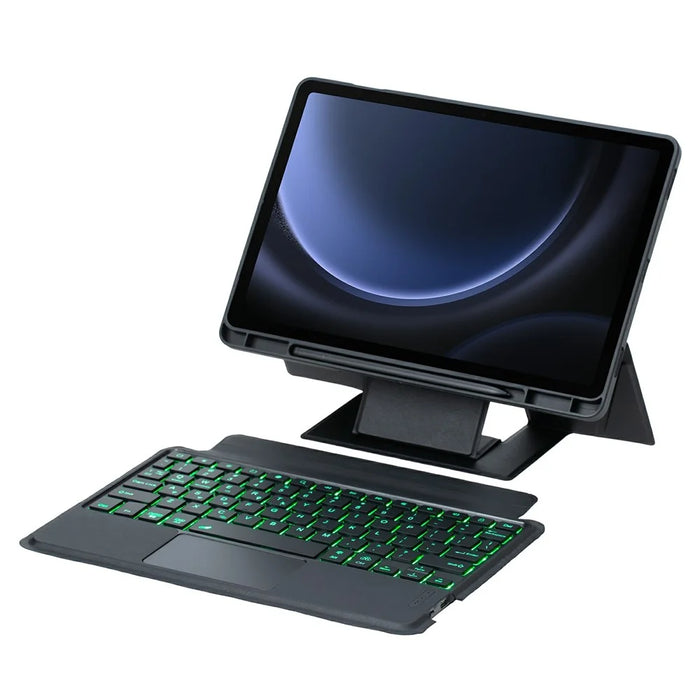 For Samsung Galaxy Tab S9 FE / Tab S9 X710 / 716B / 718U Floating Bluetooth-compatible Keyboard Stand Case with Backlit - Black - 3