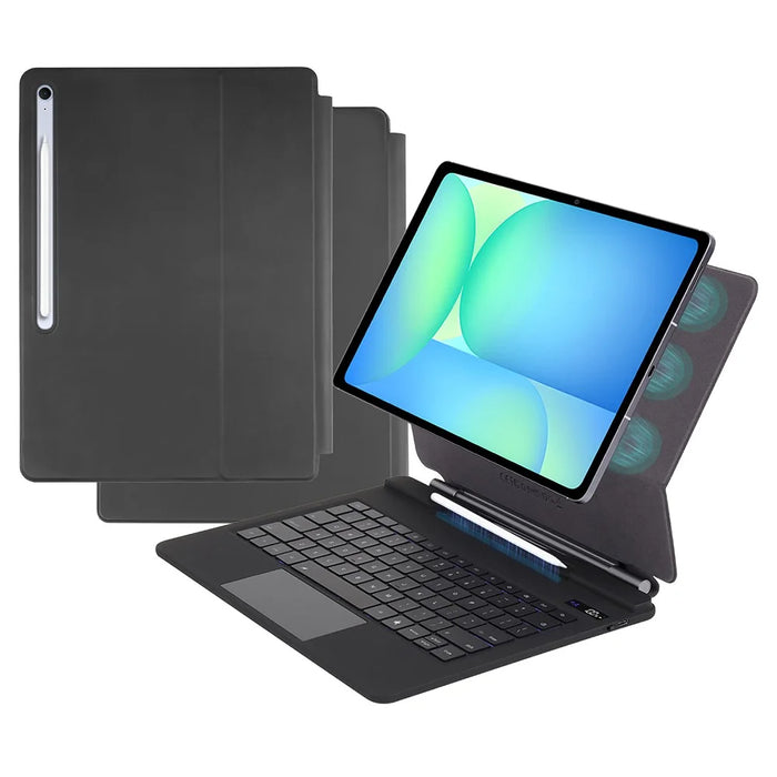 P820 For Samsung Galaxy Tab S10 FE+ X620 / X626B Floating Magnetic Keyboard Case with Backlit, Multi-Angle Stand - 1
