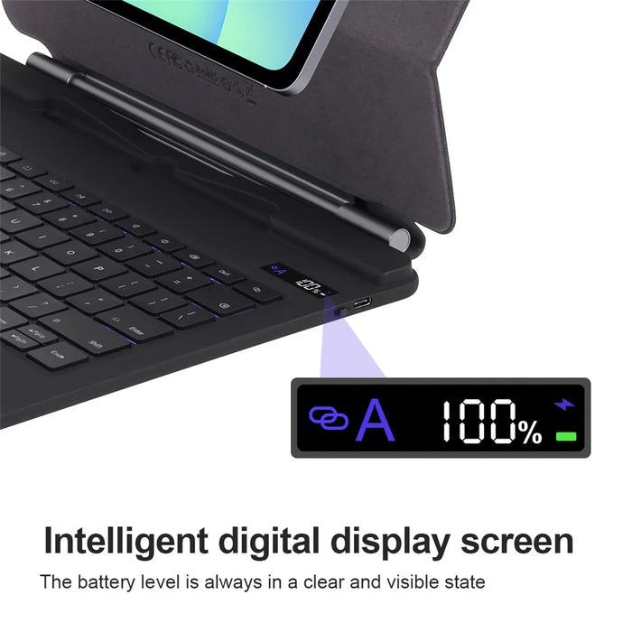 P820 For Samsung Galaxy Tab S10 FE+ X620 / X626B Floating Magnetic Keyboard Case with Backlit, Multi-Angle Stand - 6