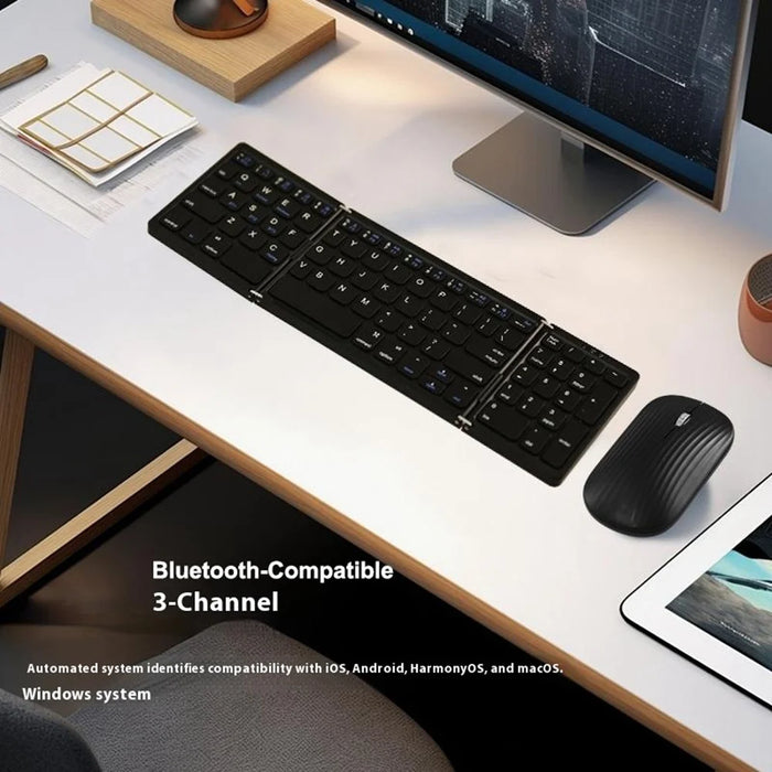 B089 Wireless Keyboard Mouse Set Foldable Mini Bluetooth-Compatible Keyboard for Tablet Laptop - 3