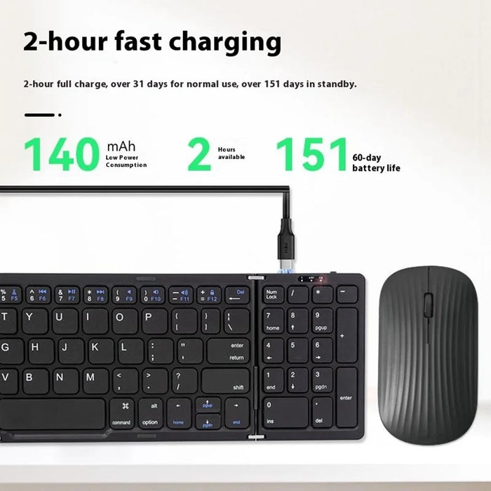 B089 Wireless Keyboard Mouse Set Foldable Mini Bluetooth-Compatible Keyboard for Tablet Laptop - 6