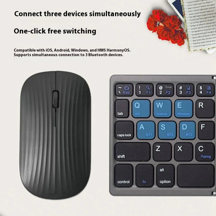 B089 Wireless Keyboard Mouse Set Foldable Mini Bluetooth-Compatible Keyboard for Tablet Laptop - 7