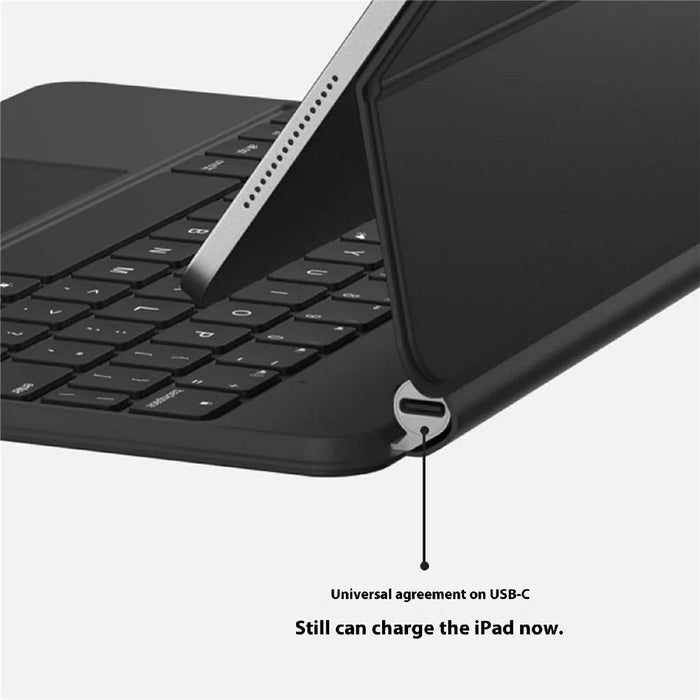 C13 Leather Keyboard Case For iPad Pro 11 (2024) Floating Magnetic Keyboard 7 Colors Backlight with Trackpad, Pin Connector - 4
