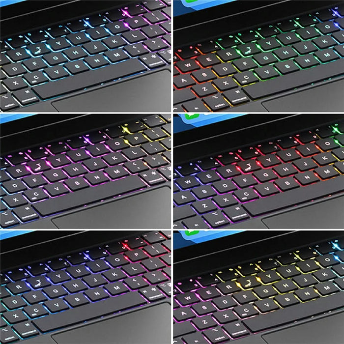 C13 Leather Keyboard Case For iPad Pro 11 (2024) Floating Magnetic Keyboard 7 Colors Backlight with Trackpad, Pin Connector - 5