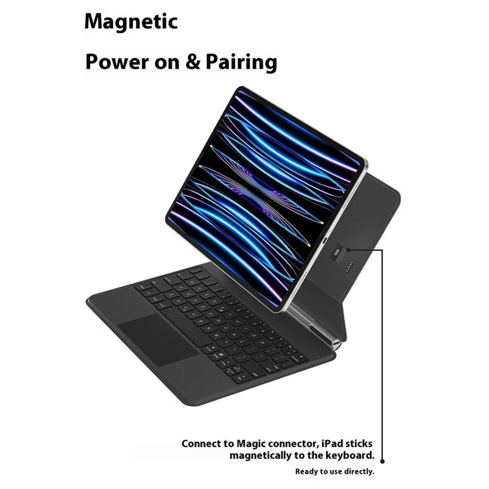 C14 Leather Keyboard Case For iPad Pro 13 (2025) / (2024) Floating Magnetic Keyboard 7-Color Backlit with Pin Connector - 3