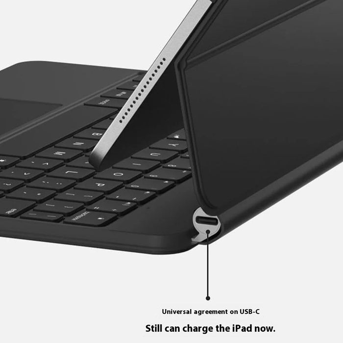 C14 Leather Keyboard Case For iPad Pro 13 (2025) / (2024) Floating Magnetic Keyboard 7-Color Backlit with Pin Connector - 4