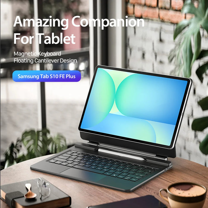 DUX DUCIS For Samsung Galaxy Tab S10 FE+  Bluetooth Keyboard Leather Case with Magnetic Floating Stand - Black - 2