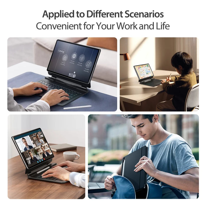 DUX DUCIS For Samsung Galaxy Tab S10 FE+  Bluetooth Keyboard Leather Case with Magnetic Floating Stand - Black - 4