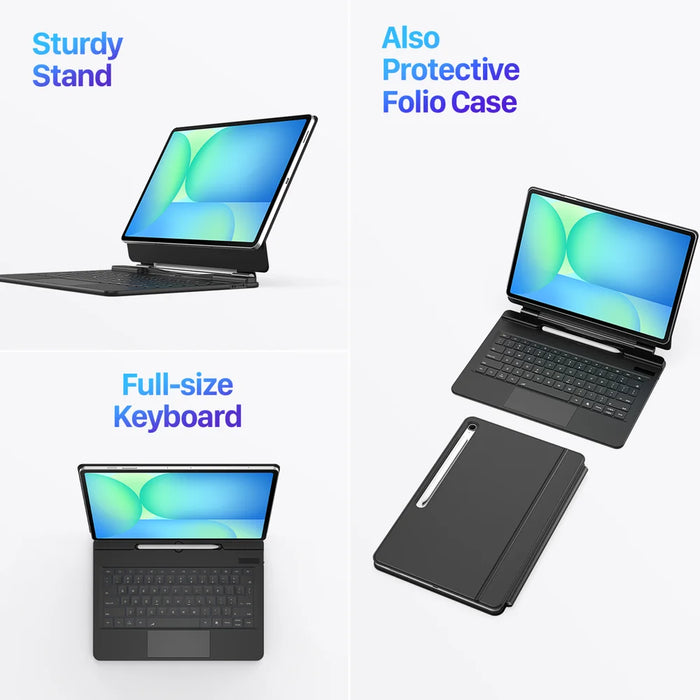 DUX DUCIS For Samsung Galaxy Tab S10 FE+  Bluetooth Keyboard Leather Case with Magnetic Floating Stand - Black - 5
