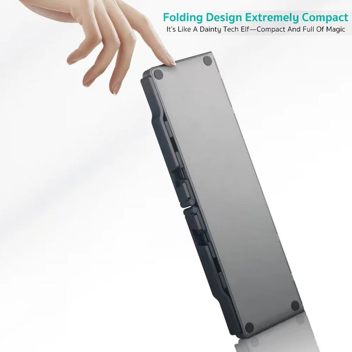 COTECI 60 Keys Harmonica Folding Keyboard Portable Wireless Bluetooth-compatible Keyboard with Stand - Grey - 5