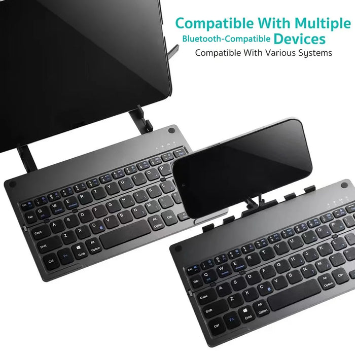 COTECI 60 Keys Harmonica Folding Keyboard Portable Wireless Bluetooth-compatible Keyboard with Stand - Grey - 6
