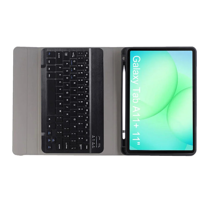 A240B For Samsung Galaxy Tab A11+ Detachable Leather Case Bluetooth-Compatible Keyboard with Pen Slot - Black - 4