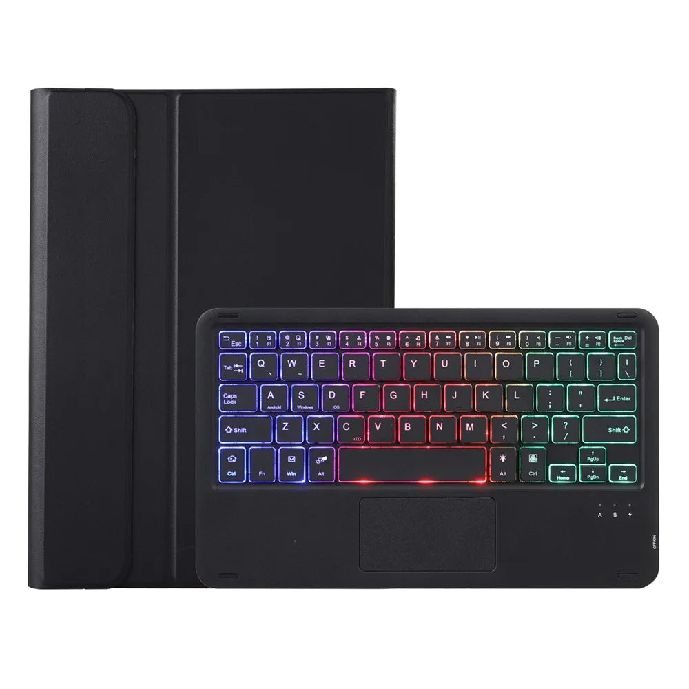 A730B-AS For Samsung Galaxy Tab S11 Detachable Leather Case Bluetooth-Compatible Touchpad Keyboard with Backlit and Pen Slot - Black - 5
