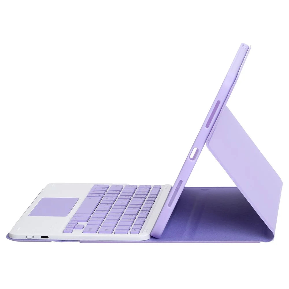 A730B-A For Samsung Galaxy Tab S11 Detachable Leather Case Bluetooth-Compatible Touchpad Keyboard with Pen Slot - Lilac Purple - 4